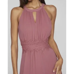 Robe longueur maxi dentelle féminine rose Uma