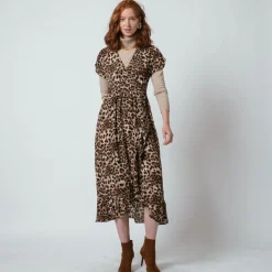 Robe manches courtes léopard Léopoldine