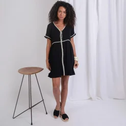 Robe manches courtes en gaz de coton Claire