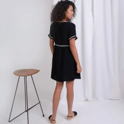 Robe manches courtes en gaz de coton Claire