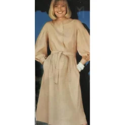 Robe manches longues ceinturée en popeline kaki Dali Réédition