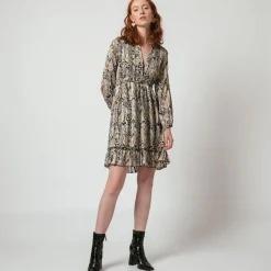 Robe manches longues imprimée Cachemire Lola noir