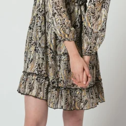 Robe manches longues imprimée Cachemire Lola noir