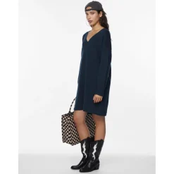 Robe midi en maille bleu Sloan