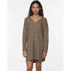 Robe midi en maille marron Amy