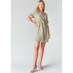 Robe portefeuille en jeans FLOE blanc Dina