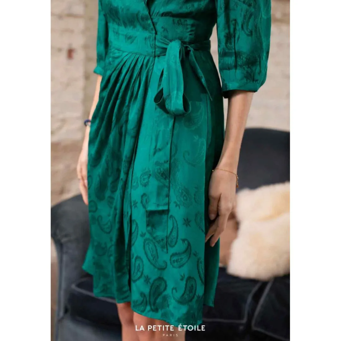 Robe Shima vert en viscose