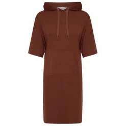 Robe uni en jersey marron