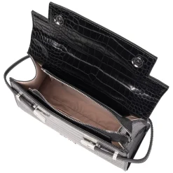 Sac à main à effet croco noir