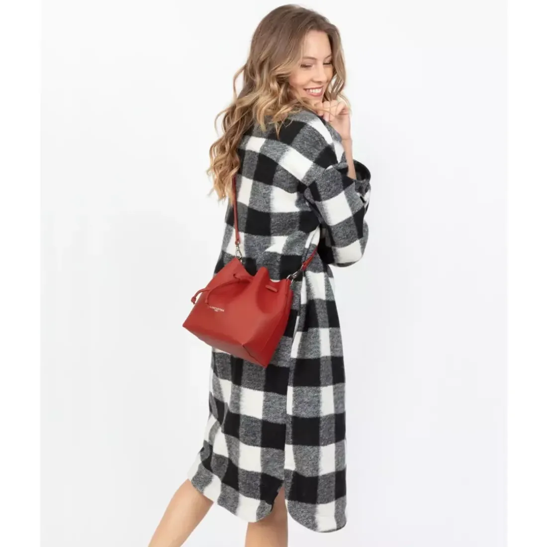 Sac Bourse à Lacets Coulissants Rouge Taille S PUR & ELEMENT CITY en cuir