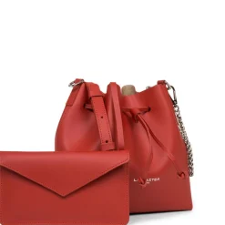 Sac Bourse à Lacets Coulissants Rouge Taille S PUR & ELEMENT CITY en cuir