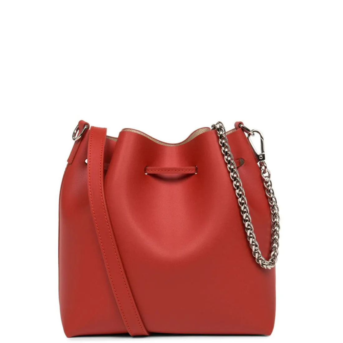 Sac Bourse à Lacets Coulissants Rouge Taille S PUR & ELEMENT CITY en cuir