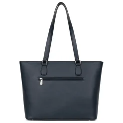 Sac cabas porté épaule A4 MIRABELLE Bleu pétrole en cuir June