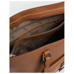 Sac cabas porté épaule A4 MIRABELLE Tan en cuir Fleur beige