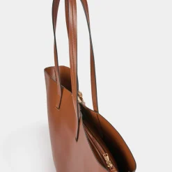 Sac cabas trapèze camel femme