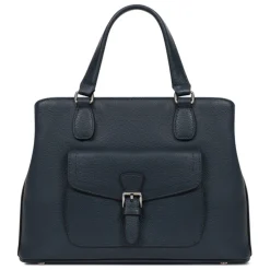 Sac porté main 2 poignées MIRABELLE Bleu pétrole en cuir Lana