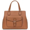 Sac porté main 2 poignées MIRABELLE Tan en cuir June beige moyen