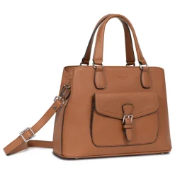 Sac porté main 2 poignées MIRABELLE Tan en cuir June beige moyen