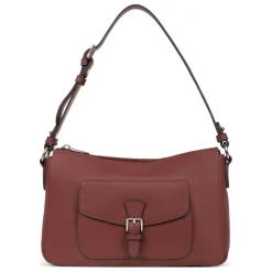 Sac porté épaule 1 anse MIRABELLE Bordeaux en cuir Pia