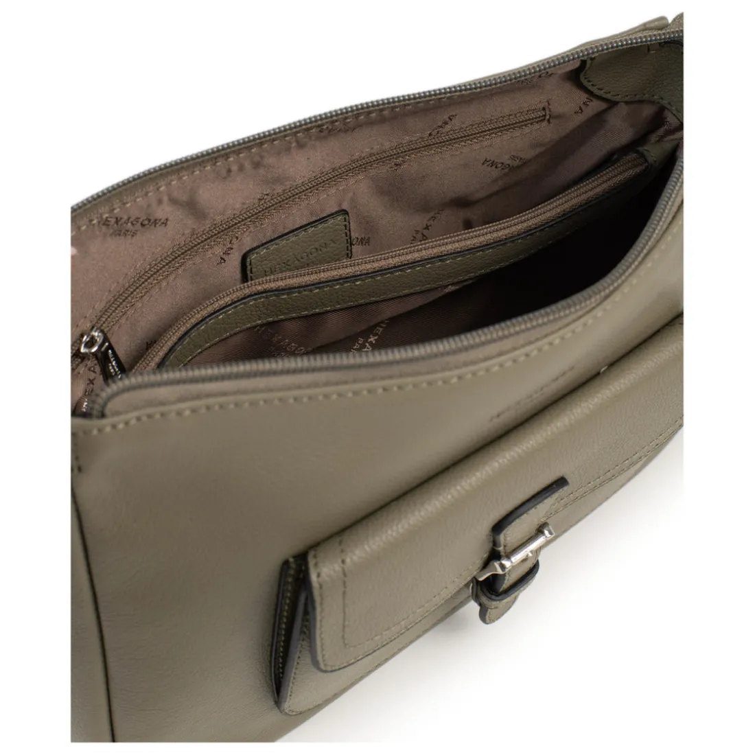 Sac porté épaule 1 anse MIRABELLE Olive en cuir Fawn
