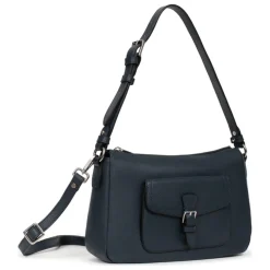 Sac porté épaule 1 anse MIRABELLE Bleu pétrole en cuir Sam