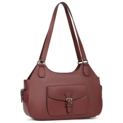 Sac porté épaule 2 anses MIRABELLE Bordeaux en cuir Aria
