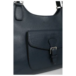 Sac porté épaule 2 anses MIRABELLE Bleu pétrole en cuir Iris
