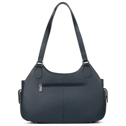 Sac porté épaule 2 anses MIRABELLE Bleu pétrole en cuir Iris