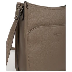 Sac porté travers CONFORT Taupe en cuir Lucie
