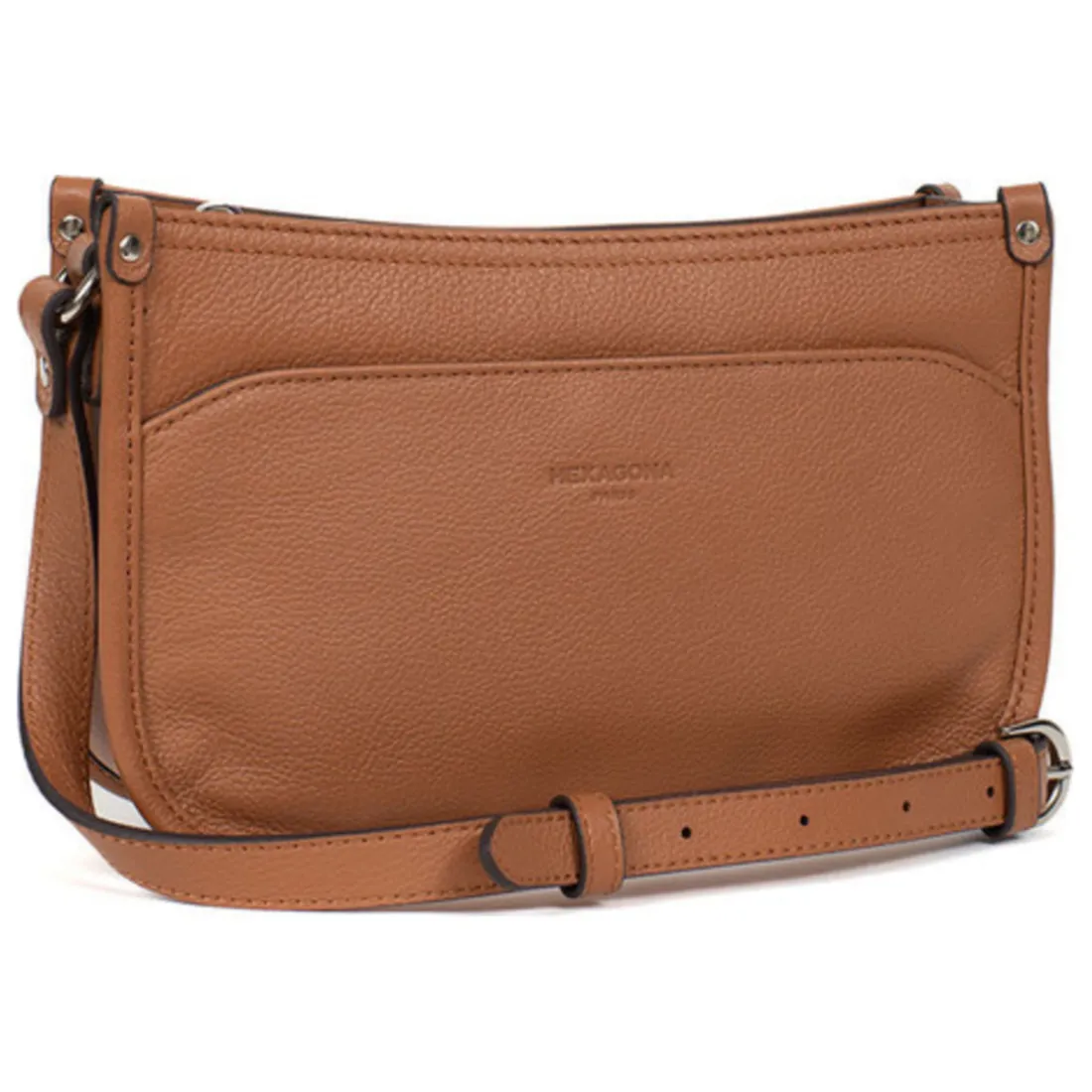 Sac porté travers CONFORT Tan en cuir Ella beige moyen