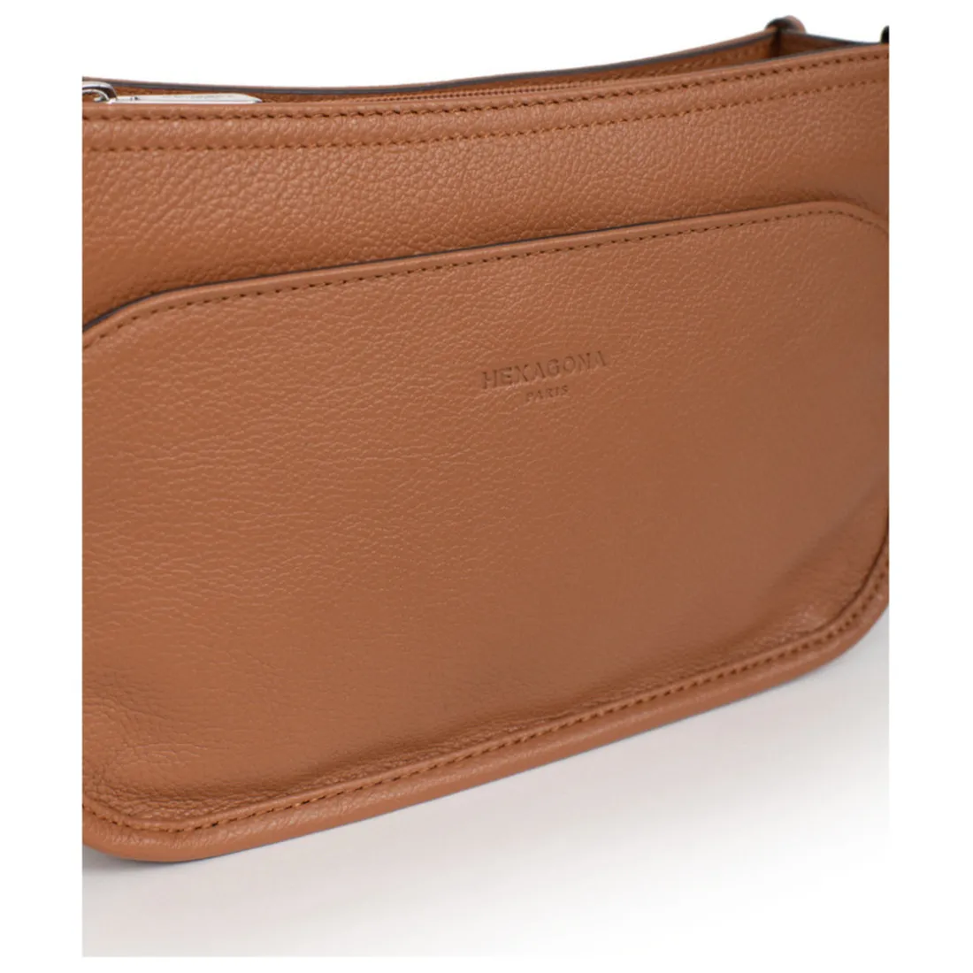 Sac porté travers CONFORT Tan en cuir Ella beige moyen