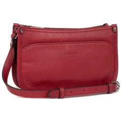 Sac porté travers CONFORT Rouge foncé en cuir Zoé Wynn