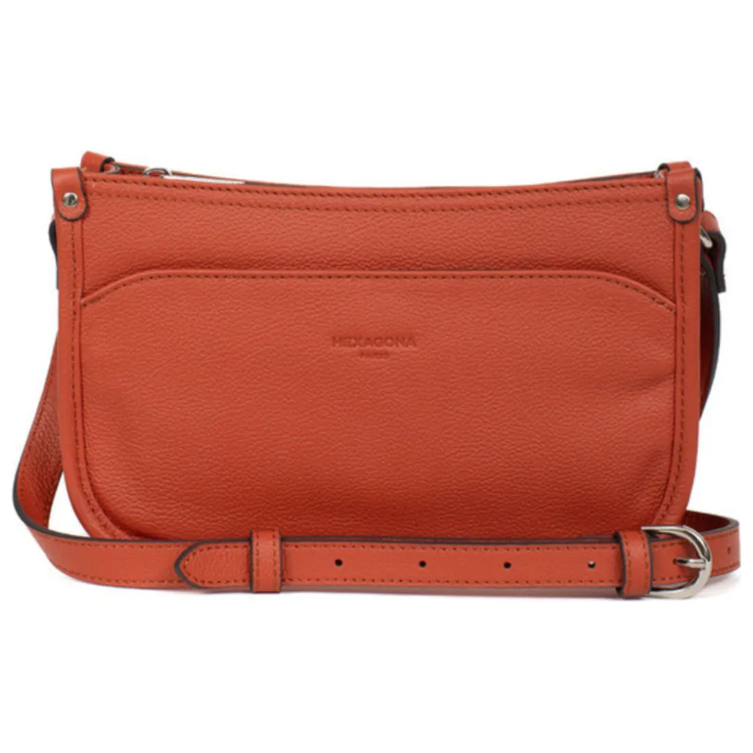 Sac porté travers CONFORT Orange en cuir Gaia