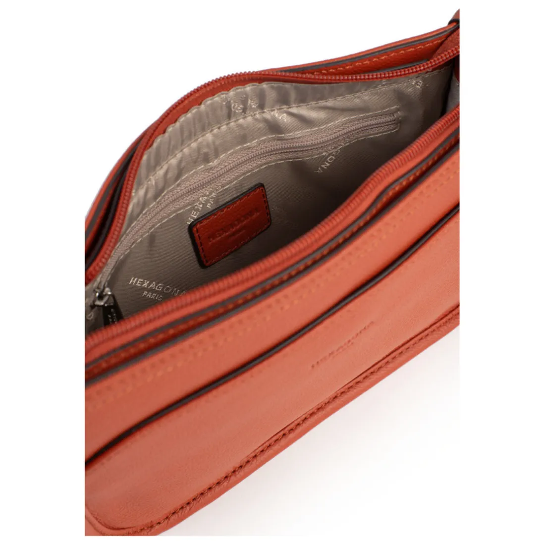 Sac porté travers CONFORT Orange en cuir Gaia