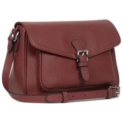 Sac porté travers MIRABELLE Bordeaux en cuir Fleur