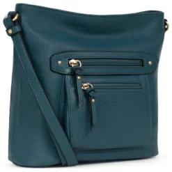 Sac porté travers TAIMA Bleu pétrole en cuir Ella