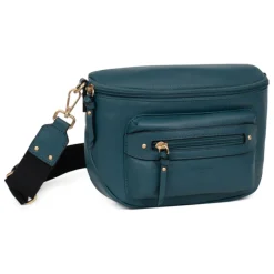 Sac porté travers TAIMA Bleu pétrole en cuir Zola