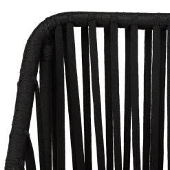 Salon de jardin 2 personnes Table carrée et 2 fauteuils gris et noirs en cordage