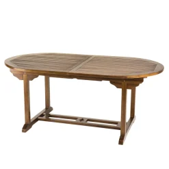 Salon de jardin HANNA en bois teck huilé 8/10 personnes - ensemble de jardin : 1 table ovale extensible 180/240*100 cm et 6 chaises.