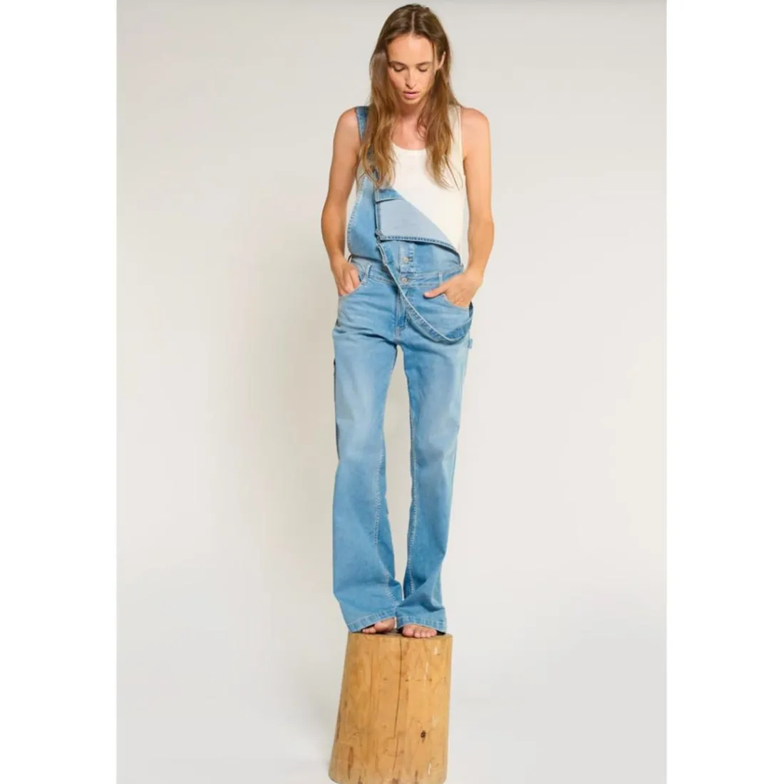 Salopette loose, large en jeans LAULY bleu Willa