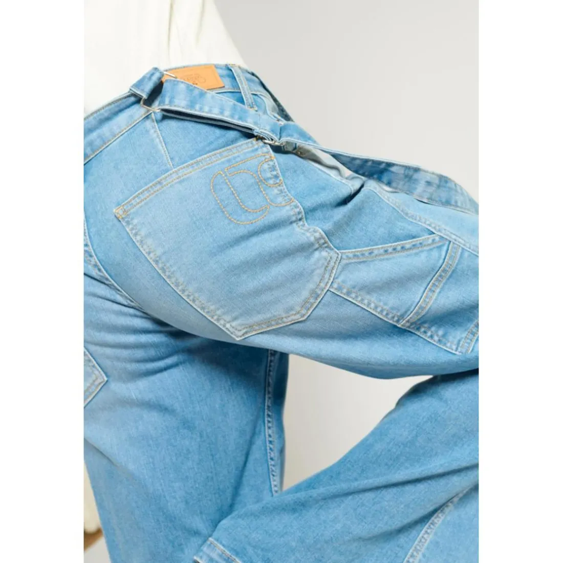 Salopette loose, large en jeans LAULY bleu Willa