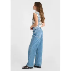 Salopette loose, large en jeans LAULY bleu Willa