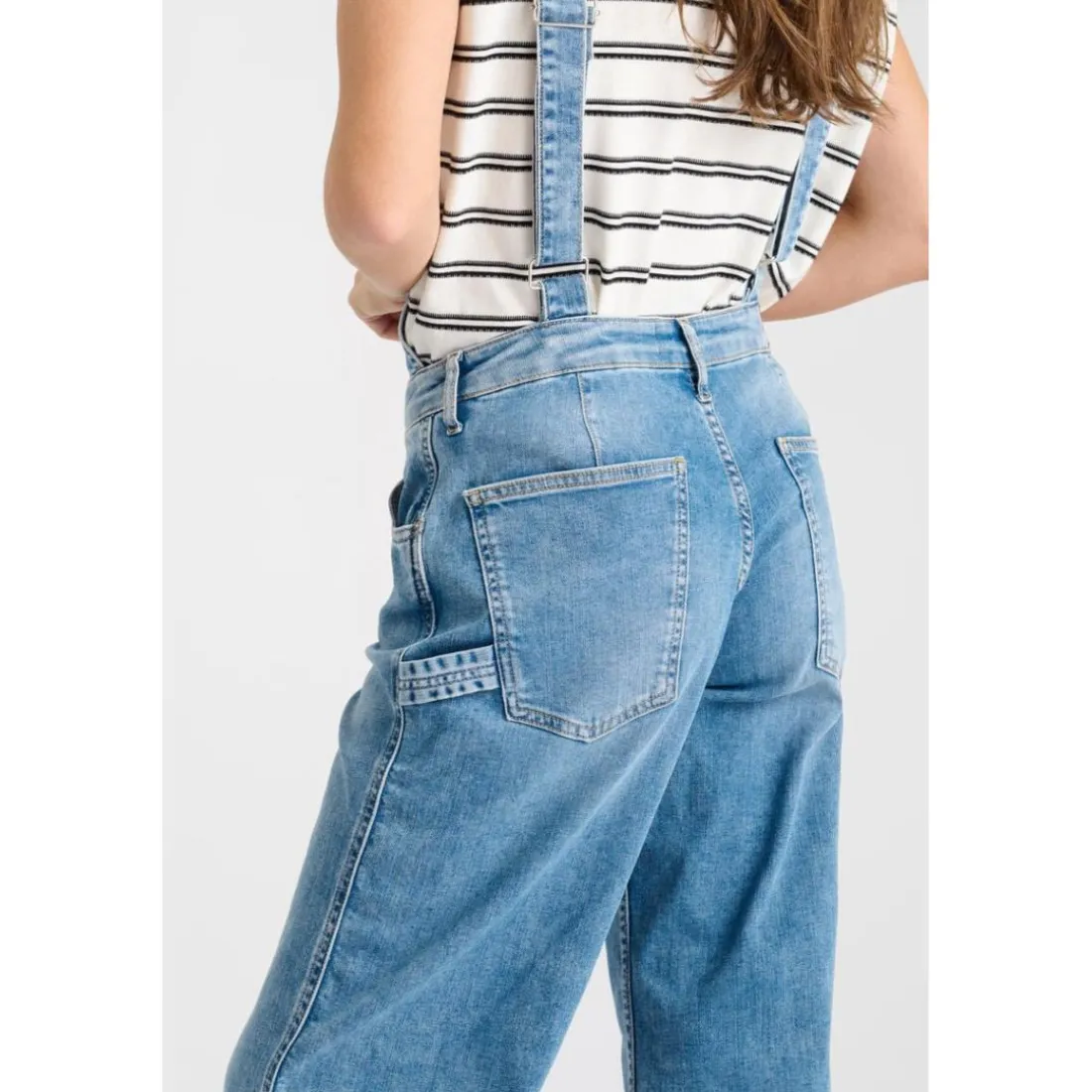 Salopette loose, large en jeans LAULY bleu Willa