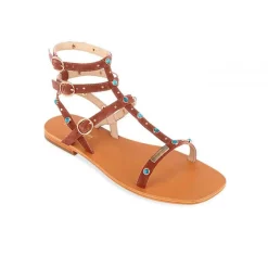 Sandale femme CORFOU Brun en cuir
