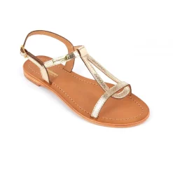Sandale femme HAMAT or en cuir