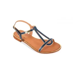 Sandale femme HAMORE Bleu marine en cuir