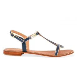Sandale femme HAMORE Bleu marine en cuir