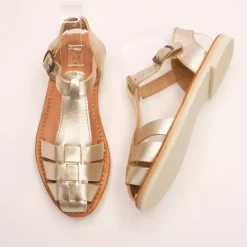 Sandale tressee champagne MATHILDA en cuir