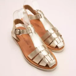 Sandale tressee champagne MATHILDA en cuir