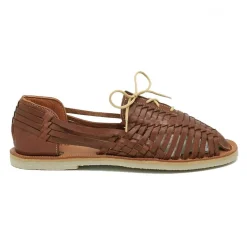 Sandale tressee chocolat SANTANA en cuir